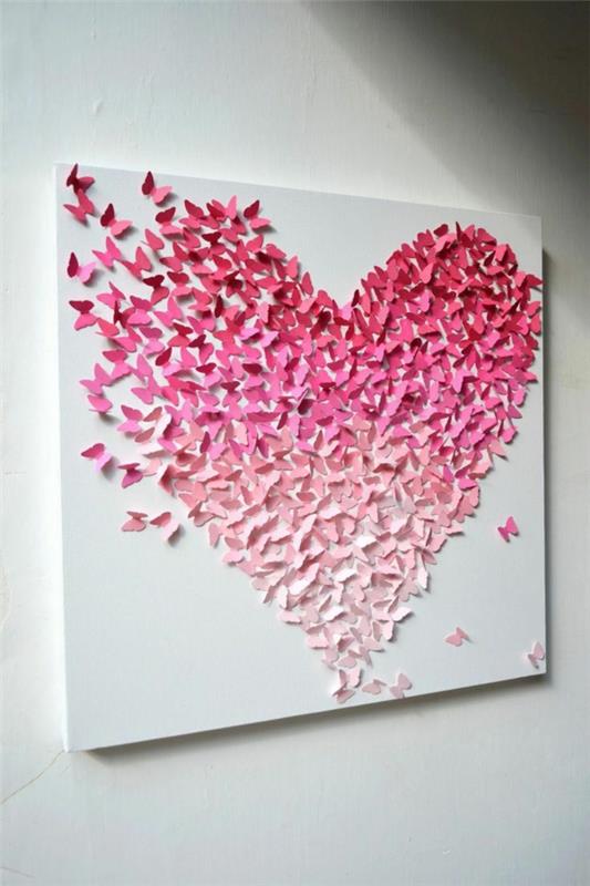 DIY μοντέρνος καμβάς εκτυπώνει ροζ καρδιά