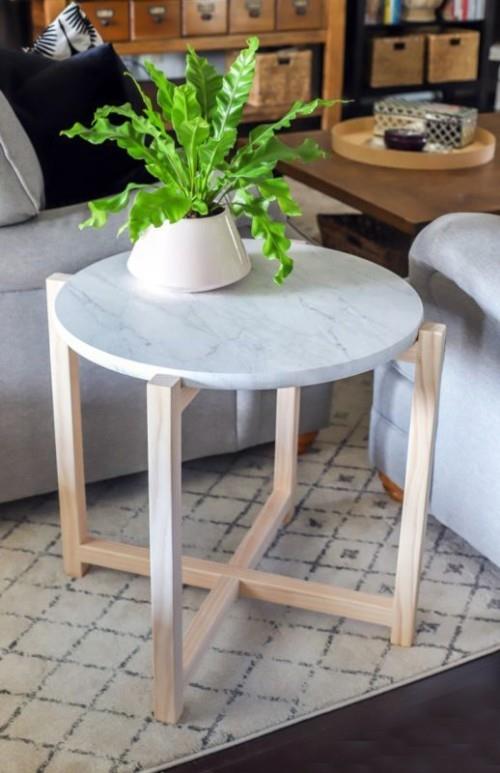 diy κομοδίνο στρογγυλό τραπέζι