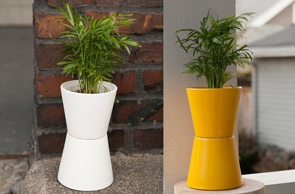 diy έργα φυτών γλάστρες λευκό κίτρινο