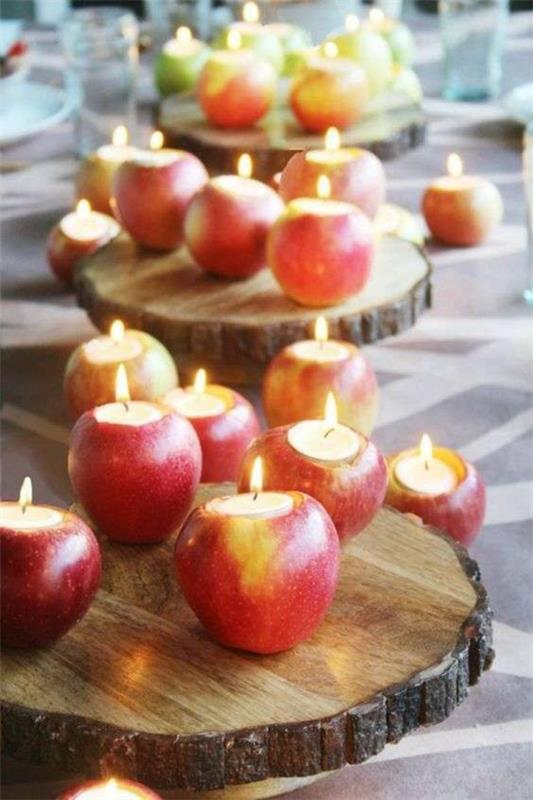 DIY διακοσμήσεις τραπεζιών Χριστουγεννιάτικα μήλα φανάρια