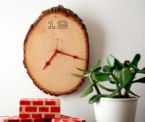 ρολόι diy από φυσικό ξύλο