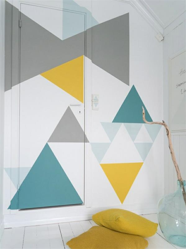 DIY ιδέες τοίχου γεωμετρικός σχεδιασμός ρίξτε μαξιλάρια