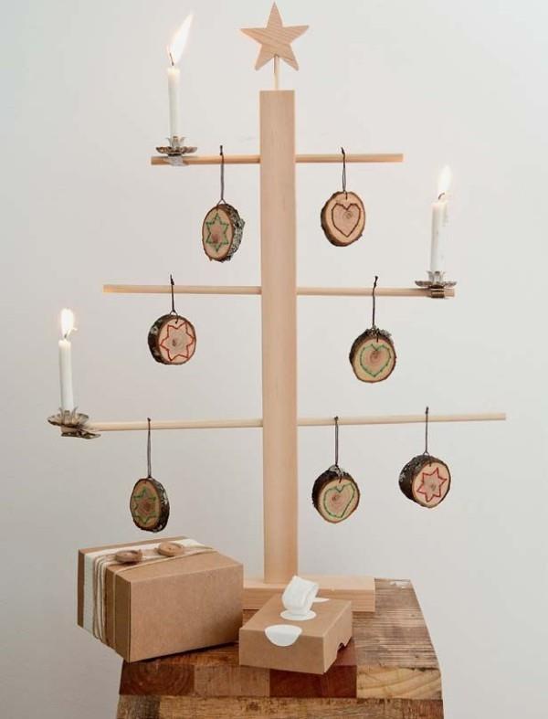 diy ιδέες χριστουγεννιάτικης διακόσμησης κρεμαστό ξύλο διακόσμηση χριστουγεννιάτικου δέντρου