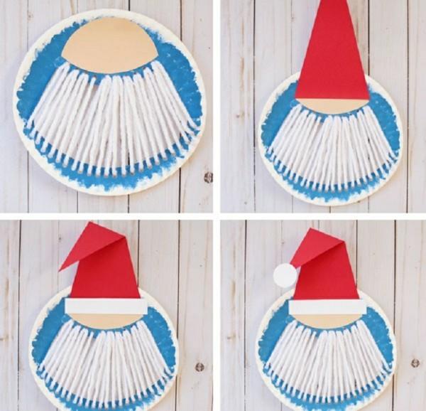 DIY ιδέες tinker Santa Claus με χάρτινα πιάτα