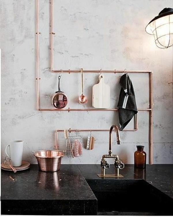 DIY ζωντανές ιδέες μεταλλικές σωλήνες ιδέες κουζίνας ράφι φτιάξτε ιδέες ζωντανής μόνοι σας