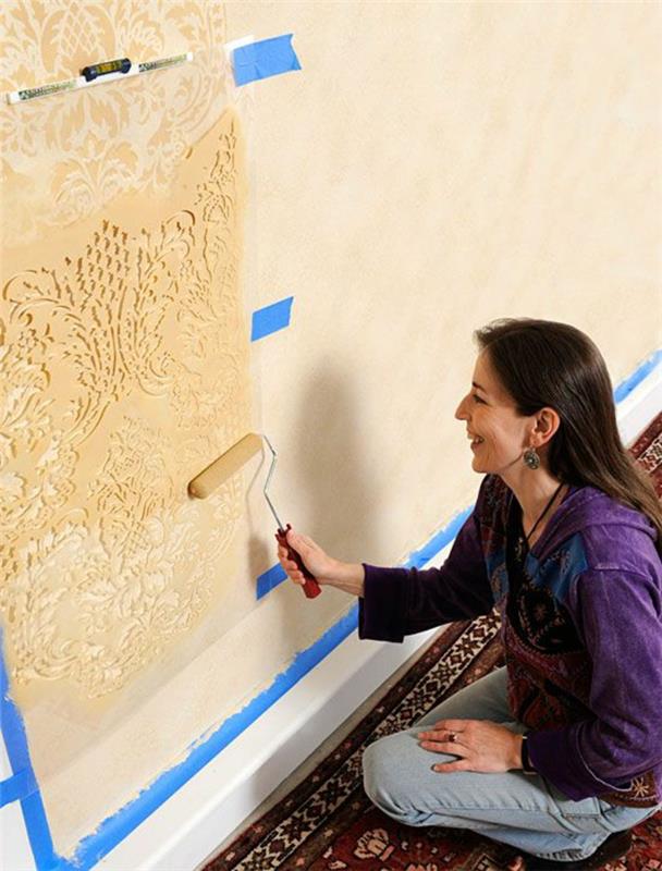 DIY σχεδιασμός τοίχου διακόσμησης σπιτιού φτιάξτε μόνοι σας μοτίβο στένσιλ από χαρτί