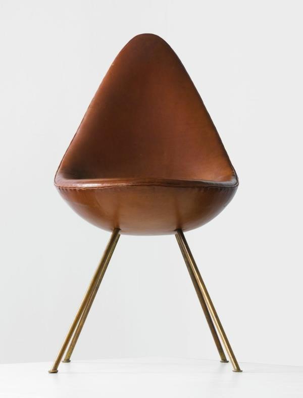 Έπιπλα δανέζικου σχεδιασμού Arne Jacobsen καρέκλα καφέ δέρμα