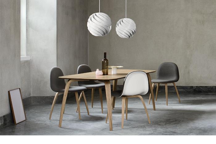 δανέζικη σχεδίαση σκανδιναβική επίπλωση τραπεζαρία κρεμαστές λάμπες καρέκλες τραπεζαρία gubi