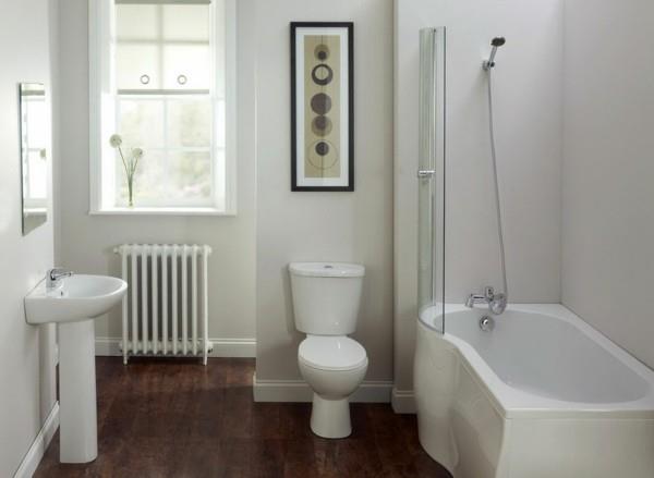 σκούρο ξύλινο πάτωμα σε ελαφρύ σχέδιο μπάνιου