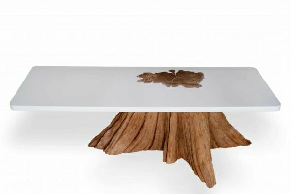 πραγματικό ξύλινο έπιπλο τραπεζάκι σαλονιού φυσικό ξύλο λευκό δέντρο τραπέζι κορμού