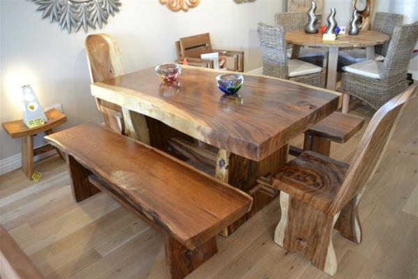 έπιπλα από φυσικό ξύλο τραπέζι τραπεζιών πάγκοι καρέκλες