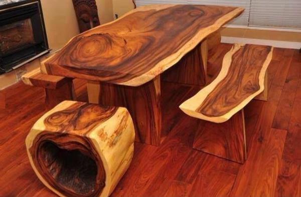 έπιπλα από φυσικό ξύλο τραπέζι τραπεζιού σκαμπό παγκάκι