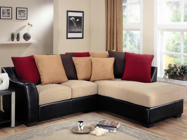 γωνιακός καναπές ρίξτε μαξιλάρια κομψό φυτό σαλόνι