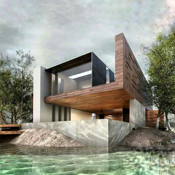 ένα σούπερ μοντέρνο κτίριο στο νερό μοντέρνα αρχιτεκτονική