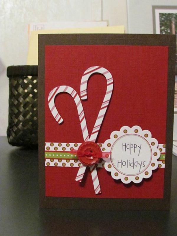 απλές χριστουγεννιάτικες κάρτες μπερδεμένα κόκκινα κουμπιά από ζαχαροκάλαμο