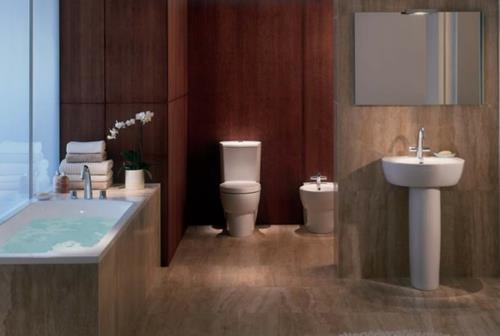 ενσωματωμένος νεροχύτης τουαλέτας υφές επιφάνειας ξύλου μπανιέρας