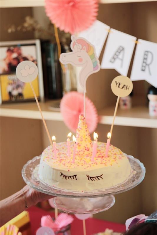 μονόκερος μοτίβο τούρτα γενεθλίων γιορτάστε το παιδικό πάρτι