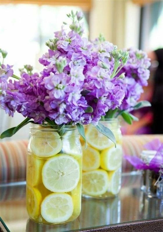 Mason jar διακοσμήσεις φρέσκες ιδέες διακόσμησης σαλόνι