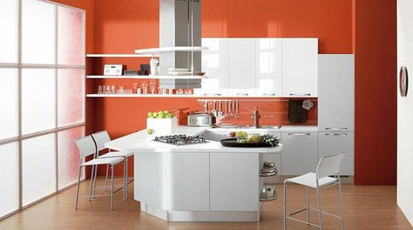 ιδέες εσωτερικού σχεδιασμού βαφή τοίχου κουζίνας κόκκινο ποπ