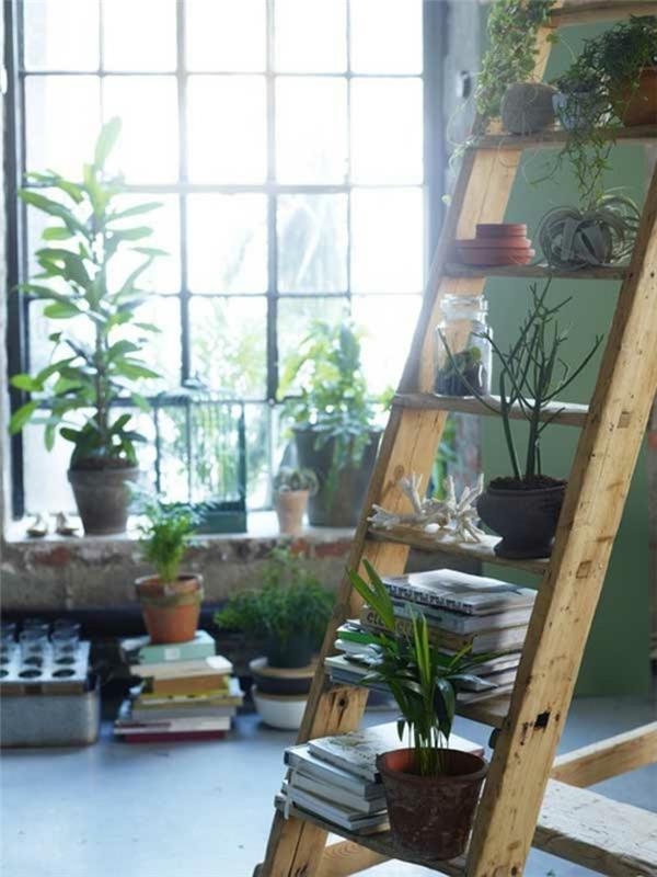 Ανακύκλωση ιδεών επίπλωση παραδείγματα ιδέες διακόσμησης DIY ιδέες ξύλινη σκάλα έμμεσος φωτισμός κήπος