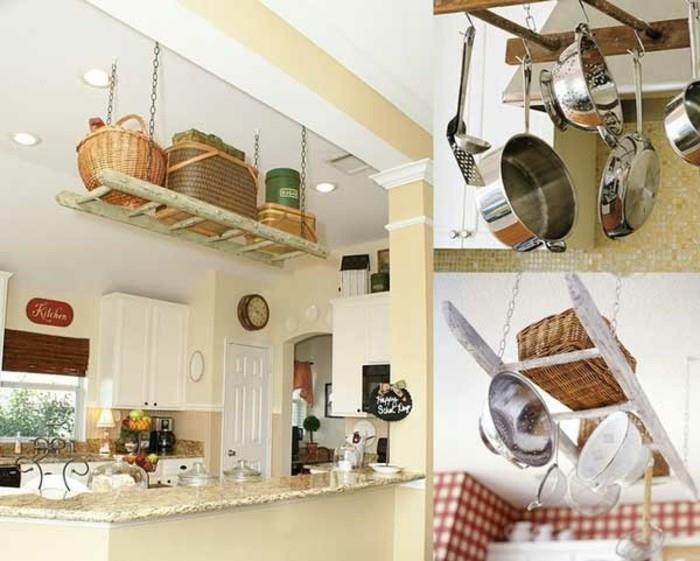 Ανακύκλωση ιδεών επίπλωση παραδείγματα ιδέες διακόσμησης DIY ιδέες ξύλινη σκάλα έμμεσος φωτισμός κουζίνας