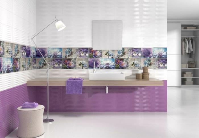 εσωτερική διακόσμηση επίπλωση παραδείγματα σχεδιασμός τοίχου μοβ