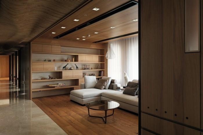 ιδέες επίπλωσης σχεδιάζουν το μικρό σαλόνι με ξύλινη οροφή