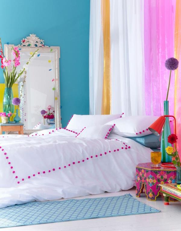 χρώματα κρεβατοκάμαρας πράσινοι τοίχοι κουρτίνες κρεβάτι
