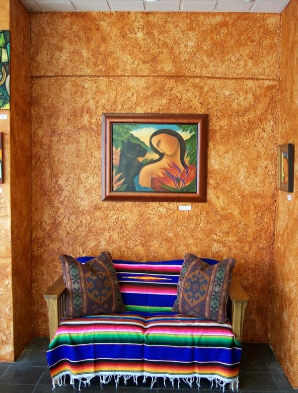 επίπλωση ιδεών διάδρομος μεξικάνικο στυλ πλακάκια κουζίνας ζωντανή παλέτα χρωμάτων