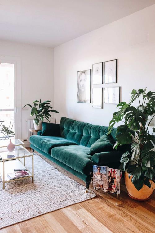 ιδέες επίπλωσης για έναν υπέροχο πράσινο καναπέ