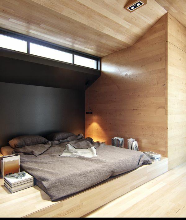 επίπλωση ιδεών ξύλινα τοιχώματα ύπνου