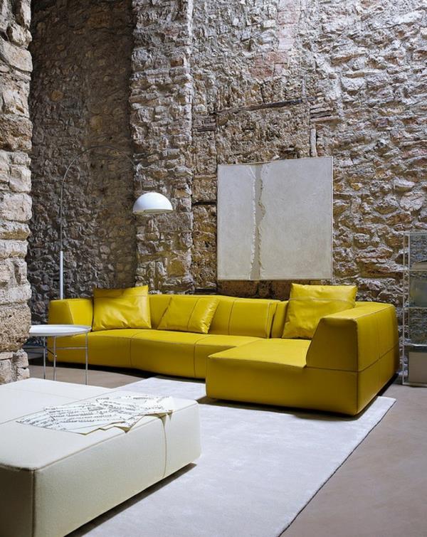 εσωτερικές ιδέες έπιπλα μοντέρνος κίτρινος καναπές