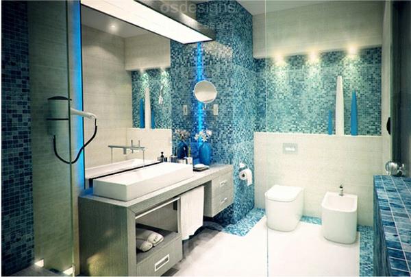 ιδέες εσωτερικού σχεδιασμού μοντέρνο μπάνιο μπλε γκρι