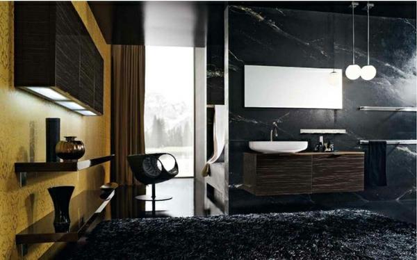 ιδέες εσωτερικού σχεδιασμού μοντέρνο μπάνιο μαύρο χαλί