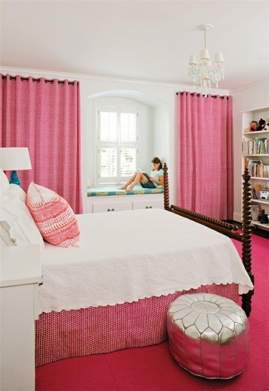 ιδέες επίπλωσης ιδέες κουρτίνας κρεβατοκάμαρας ιδέες χρώματος ροζ ασημί μαξιλάρια καθισμάτων