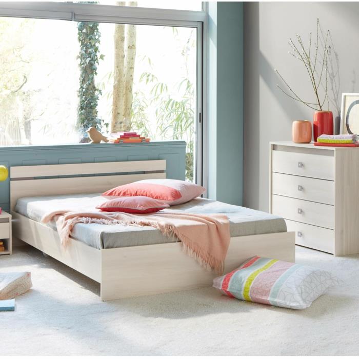 ιδέες διακόσμησης κρεβατοκάμαρα παστέλ χρώματα μινιμαλιστικό κρεβάτι
