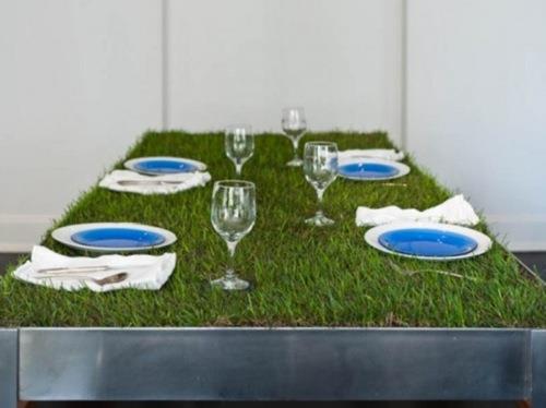 μοναδικά τραπέζια φαγητού πράσινο λιβάδι