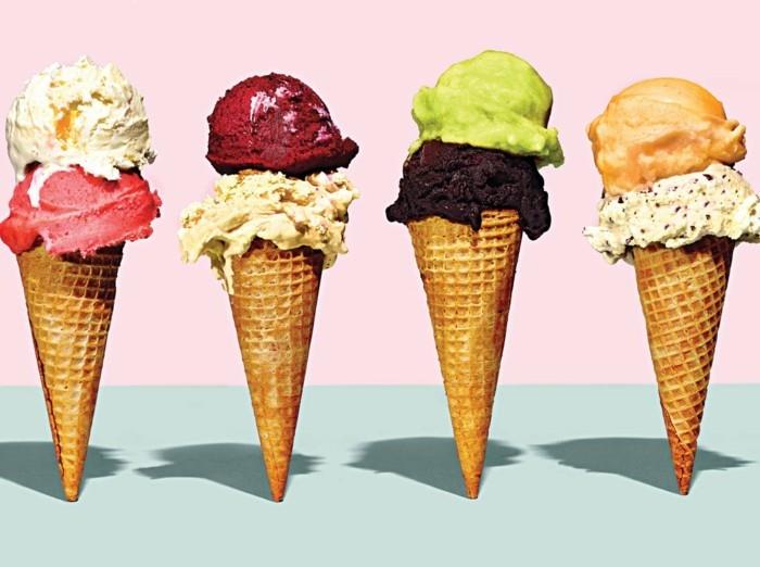 ιδέες παγωτού γεύσεις παγωτού βάφλες σοκο μέντα φράουλα βανίλια