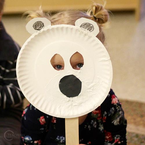 μάσκα πολικής αρκούδας από χάρτινο πιάτο με παιδιά
