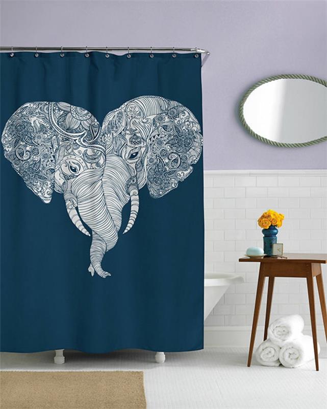 φιγούρες ελέφαντα κουρτίνα ντους με διακόσμηση ελέφαντας