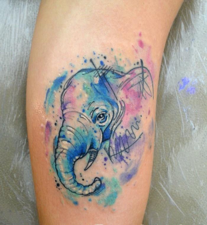 ελέφαντας ακουαρέλα τατουάζ ιδέες πόδι τατουάζ