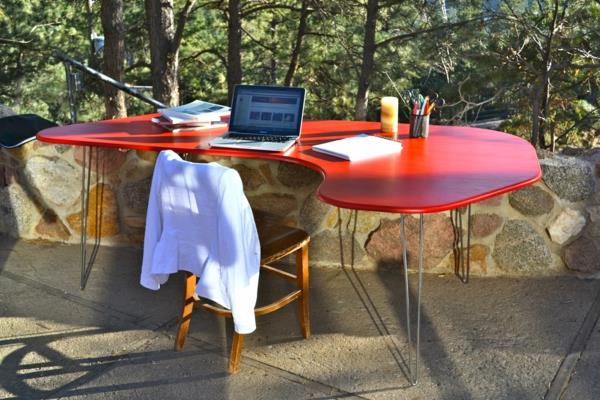 κομψά έπιπλα με φουρκέτα πόδια μοντέρνο τραπέζι εργασίας σε κόκκινο χρώμα
