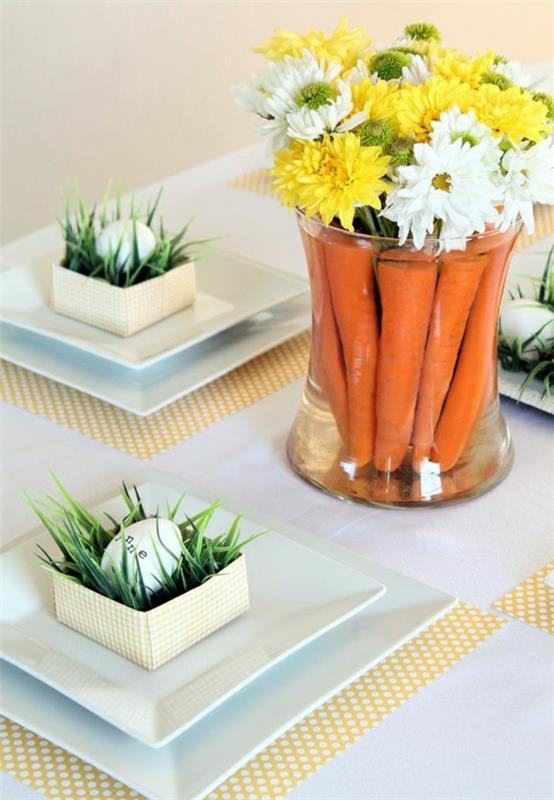 κομψές ιδέες διακόσμησης τραπεζιού πασχαλινές διακοσμήσεις τραπεζιών ιδέες χειροτεχνίας ανοιξιάτικα λουλούδια καρότα πασχαλινά αυγά