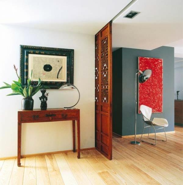 εκλεκτικές ιδέες διακόσμησης χρώματα συρόμενη πόρτα