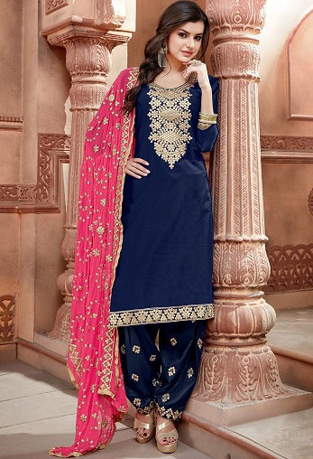 İşlemeli Pencap Salwar Kameez