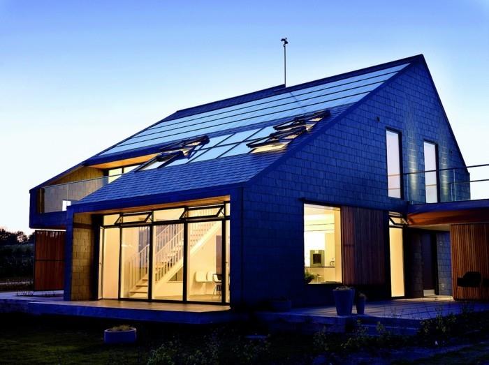 ενεργειακά αποδοτική βιώσιμη ζωή χτίστε ένα σπίτι τη νύχτα