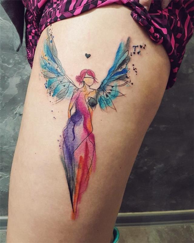 Αγγελος τατουάζ ιδέα ακουαρέλα τατουάζ