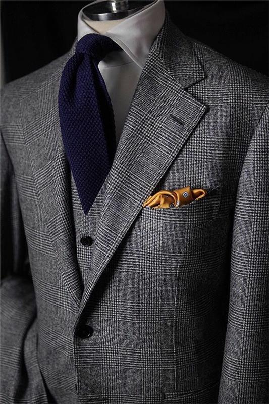 Αγγλικό κοστούμι ανδρικό σακάκι μπλε γραβάτα μόδας πολύτιμα υφάσματα