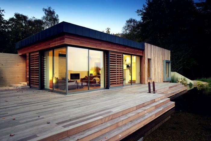 οικολογικό σπίτι οικολογικό κτίριο ξύλινες συρόμενες πόρτες βεράντα