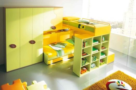 εργονομικό παιδικό δωμάτιο σχεδιάζει μοντέρνο πράσινο κίτρινο συνδυασμένο